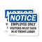 Signmission Employees Only Visitors Must Sign, Vinyl Decal, 7in W x 5in L, 2PK OS-2PACK-NS-D-57-L-12006 - alternate 1